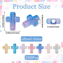 SUNNYCLUE 1 Box 200pcs Acrylic Cross Bead Mini Cross Beads Easter Rosary Small Tiny Gold Enlaced Plastic Crosses Crucifix Spacer Bead Bulk for Jewelry Making Adult Bracelets Necklaces DIY Crafting