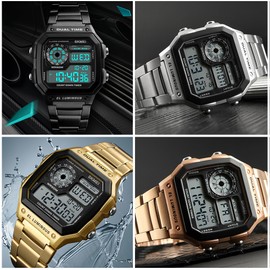 Men Digital Watch Stopwatch Countdown Alarm Luminous Watch