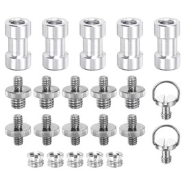 MECCANIXITY Camera Screw Mount Set Quick Release Plate Screw 1/4 Inch Double End Screw, 1/4 Inch to 3/8 Inch Screw, Female Screw for Camera, Tripod Screw Adapter, Monopod, Flash Light