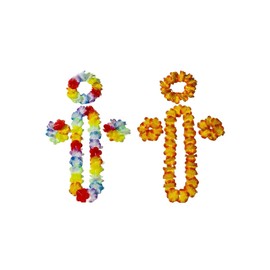 VGRDTW Hawaiian Garland 2 Sets, Orange/Multi-Colour, Hawaiian Fancy Dress, Leis for Luau Party, Beach Party Favors, Summer Vacation