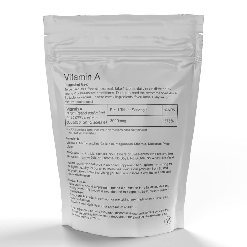 Vitamin A Tablets 10,000IU | High Strength for Skin, Eyes