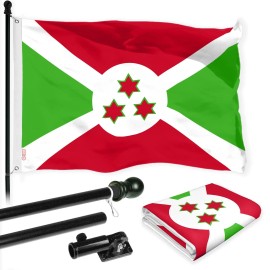 UD_G128 Combo Pack: 6 Ft Tangle Free Aluminum Spinning Flagpole (Black) & Burundi Umurundi Flag 3x5 Ft, LiteWeave Pro Series Pri