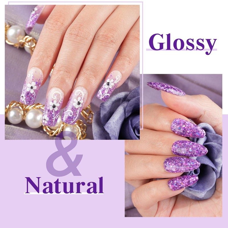 eodci EODCI Purple Glitter Dip Powder, 1 Oz/28g Dipping Powder