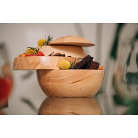 Tappas All-Natural Serving Container, Tiered Tray, Charcuterie, Sphere, Rubberwood