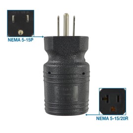 Conntek NEMA 5 15P to 5 15 20R Electrical Plug Adapter for Power Tools and Lighting