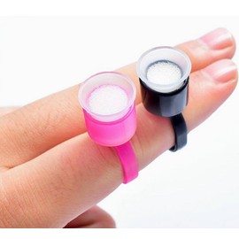 HOTWE Ink Cup Rings, Pigment Ring Caps with Sponge for Microblading Semi Permanent Makeup, Inks Glue Plastic Cups Holder for Eyelash Eyeliner Eyebrow Body Tattooing Supplies 50pcs (Pink)