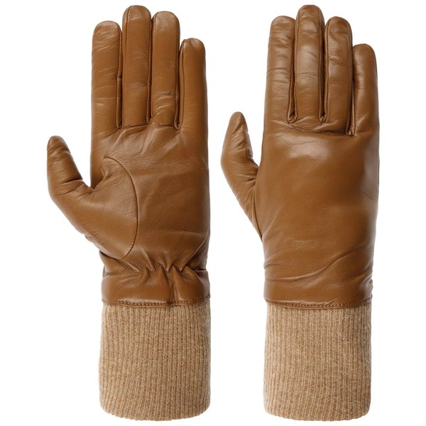 Caridei Canvalo Leather Gloves with Cashmere Gloves Finger Gloves Lining, camel