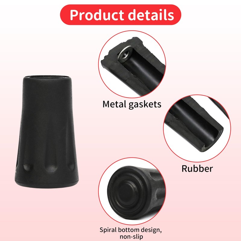 Daryunk 4Pcs Hiking Poles Rubber Buffer, Non-Slip Replacement Rubber Buffer