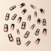 24pcs Long Square Press On Nails – Black Handmade False