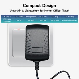 UL Listed 6V 1A 6ft AC Adapter with 8 Adapter Tips, AC 100V-240V to DC 6 Volt 1Amp DC Power Supply Adapter for Trash Can Doorbell Alarm Monitor Baby Swing Electronic Scale Radio Speaker 6V Power Cord