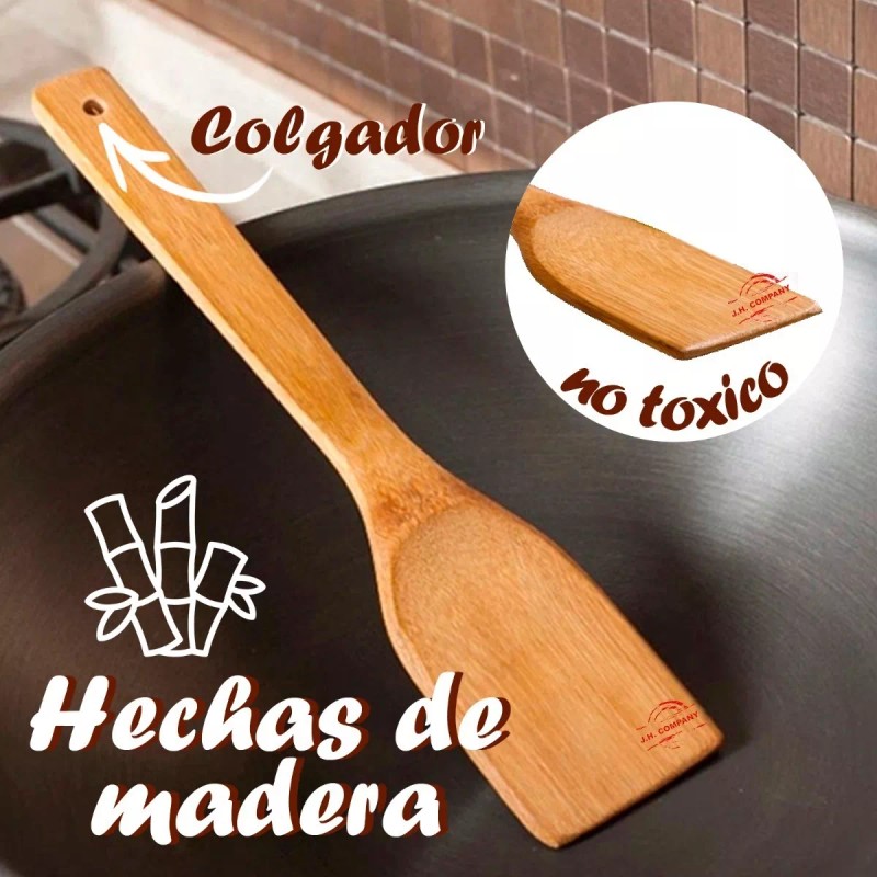 J.H. Company Set 4 Pcs Espatula Pala De Madera Utensilio