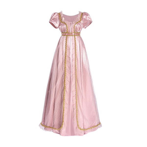 CR ROLECOS Regency Dress Women Regency Costume Champagne Gold Empire