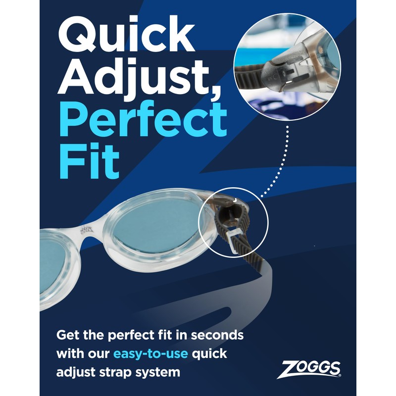 Zoggs Panorama Swim Goggles with Tinted Lenses (Blue/Tint Blue) Anti-Fog,