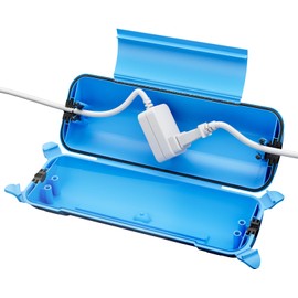 RESTMO Waterproof Outlet Box Weatherproof Extension Cord Outdoor Rainproof Cover for Illumination Holiday Lighting Plug Protection Large Blue