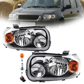 W/Bulb Halogen Headlights Assembly Compatible with 2005 Ford Escape(XLT No Boundaries,XLT Sport) 2005-2007 Escape(Hybrid,Limited,XLS,XLT) Headlamp Left&Right Passenger Side 7L8Z13008A 7L8Z13008D