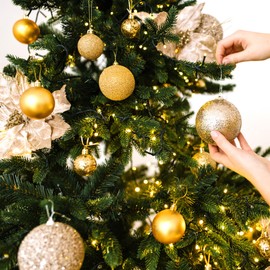 com-four® 42 x Christmas Baubles, Shatterproof Plastic Christmas Tree Decorations for Christmas Tree with Pendant