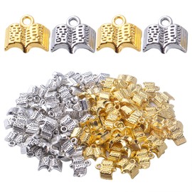 BronaGrand 100pcs Book Pendant Charms Alloy Open Holy Bible Book Charms Pendants Open Books Charms for DIY Bracelets Necklace Jewelry Making and Crating, 12mm×11mm