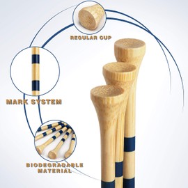 CHAMPKEY Premium Bamboo Golf Tees (70mm & 83mm) | Made of Biodegradable Material, Ensuring More Sturdiness and Stability (50, 70mm)
