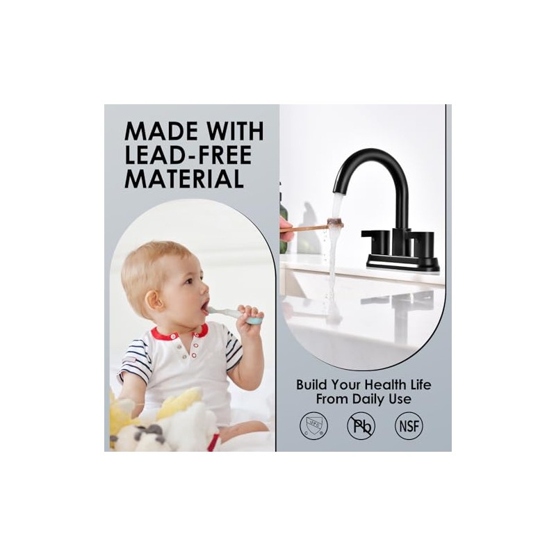 Two Handle 4 inch Black Bathroom Faucet, Bathroom Sink Faucet