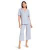 Eberjey Gisele - The Cropped Pajama Set Ice Blue/Ivory MD