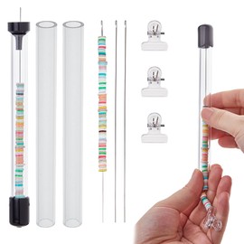 DICOSMETIC 3 Sets Heishi Bracelet Maker Including Aluminum Funnels, Plastic Bulldog Binder Clips, Metal Beading Needles, Acrylic Rigid Round Tube, PVC Cap Screw Plug Cover for Jewelry Making