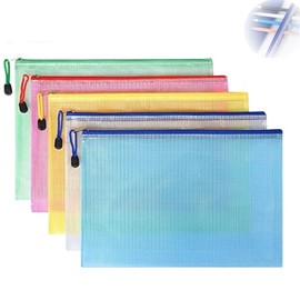 YONTTQNN Zipper File Bags, A4 Size, Set of 5 Colors, Mesh Case, Waterproof, Contact Bag, Receipt Holder, Document Storage, Multi-purpose, For Work, School, Office Supplies, Organize Small Items