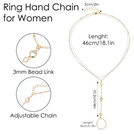 Prasacco Gold Hand Chain Bracelet for Women Adjustable Hand Chain Ring Bracelet Trendy Dainty Link Cuff Bracelets