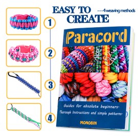 MONOBIN Paracord, 550 Paracord Combo Kit with Instruction Book - 36 Colors Multifunction Paracord Ropes and Complete Accessories for Making Paracord Bracelets, Lanyards, Dog Collars