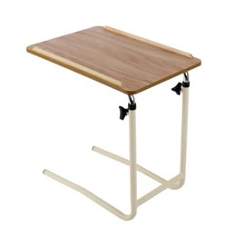 Eazy Overbed Table without Wheels, Adjustable height Bed Table for Laptop, Meals, and Elderly Care, Tilting Top with Raised Edges, Lockable Rolling Bed & Chair Table