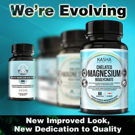 KASHA Nutrition Chelated Magnesium Bisglycinate / Glycinate - 200 mg of Elemental Magnesium | Proudly Canadian | Non-GMO, Vegan, Soy Free | Magnesium Glycinate Powder in Capsules | Non-Habit Forming - Maintains Effectiveness over Long-Term. Appropriate f