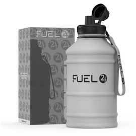 Fuel24 1.3L/2.2L Water Bottle Metal - STRONG, Drop & Leakproof BPA free 1L 2L Water Bottle Stainless Steel (2 Litre) - Large Gym Bottles for Men, Sports Water Bottle, Travel, Hiking Water Bottle