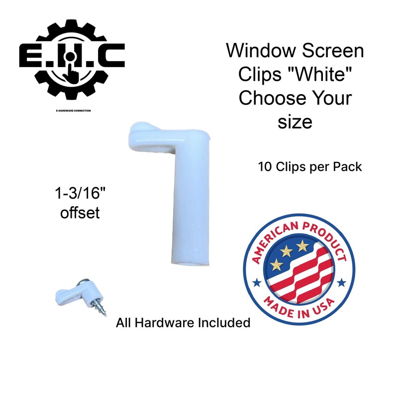 Window Screen Clips / “White” Plastic (Choose Your Size! /Size