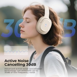 havit Active Noise Cancelling Headphones, Wireless Over Ear Bluetooth Headphones with 60ms Low Latency Game Mode, 50H Playtime, Foldable Overhead Headphones with Deep Bass, Bluetooth 5.4, App Control