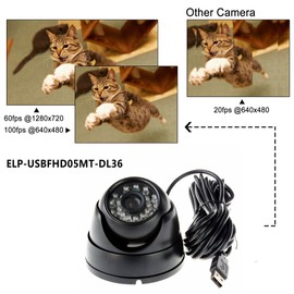 ELP 1080P Webcam 2 Megapixel Infrared Night Vision, Security Camera, Surveillance Camera, HD USB Dome Camera, Security and Surveillance Home, Office Installation, Waterproof, Night Vision (Black)