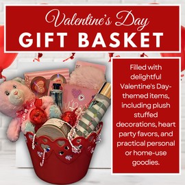 EB Red Container Design Valentine's Day Pink Gift Basket Heart Treats Set Goodies for Her Him Girlfriend Boyfriend Men Women Wedding Birthday Holiday Anniversary Party Favor Decoration Supplies