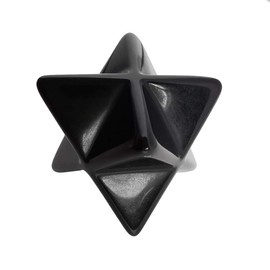 Loveliome Natural Black Obsidian Merkaba Crystal Protection Sacred Meditation Energy Generator Healing Chakra Six-Pointed Star 1 Inch