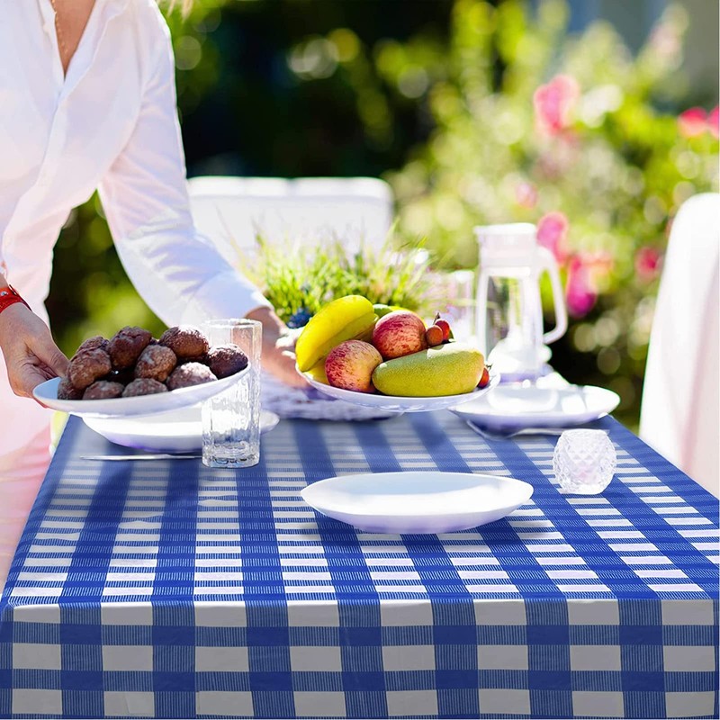 Blue and White Checkered Table Cloth Party Disposable Table Cover,137cmx274cm