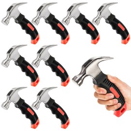 Mezchi 8 Pack 12 oz Small Hammer Tool, Mini Claw Hammer with Soft Rubber, Stubby Hammer, Camping Hammerfor Picture Hanging, General Household Projects