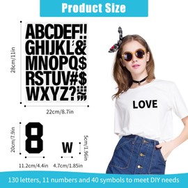 NVGVUP 181 Pcs Iron on Letters and Numbers for Clothes, 2 in Iron on Vinyl Letters & 8 in Tear-Proof Iron On Numbers, Washable Heat Transfer Letters Numbers for Fabric, DIY Clothing, T-Shirts (Black)