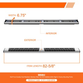 [Pair] 6.75 Inch Chrome Stainless Running Boards Side Steps Bars Compatible with 05-22 Toyota Tacoma Double/Crew Cab