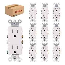 10 Pack Standard Duplex Receptacle 15A 125V, Tamper Resistant/TR Outlet 110V, North America Wall Socket, UL/cUL Approved Receptacle