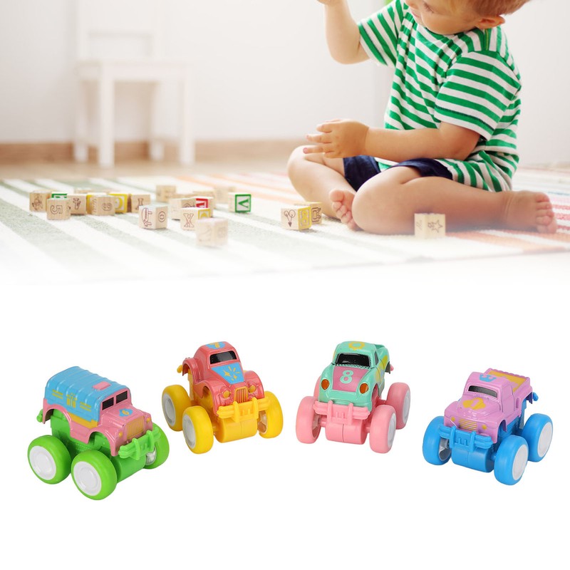 4pcs Pull Back Car Toys Cartoon Q Version Alloy Vehicle