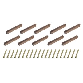 sourcing map 12Pcs Wood Drawer Pulls Handles with Screws Set 128mm/5.04" Hole Spacing Black Walnut Wood Cabinets Dresser Furniture