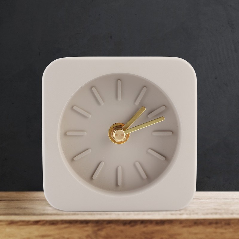 GEEKCOOK Simple Square Cement Desk Clock for Office Home Living