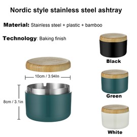 Outdoor Ashtray with Lid for Outdoors, Plastic Housing Ashtray Stainless Steel Lining, Ashtray with Lid for Patio, Garden, Table Top Bar
