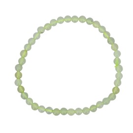 Taddart Minerals Green Natural Gemstone Serpentine Bracelet with 4mm Balls on Elastic Nylon Thread - Handmade, Rubber, Serpentine