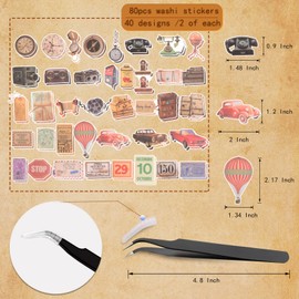 200Pcs Vintage Scrapbook Stickers, Aesthetic Junk Journal Stamping Supplies Kit, Scrapbooking Ephemera Washi Paper for Bullet Journaling Planners Diary Collage
