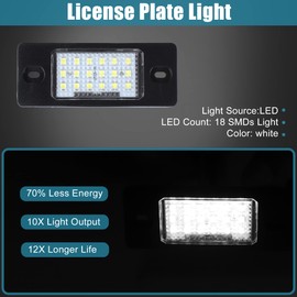 X AUTOHAUX 2pcs LED License Plate Light Lamp Assembly for VW Touareg White