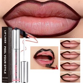 Tinte labial despegable con efecto delineador, brillo labial mate resistente al agua de larga duración para usar todo el día, juego de colores labiales marrón coral (Cacao frío)