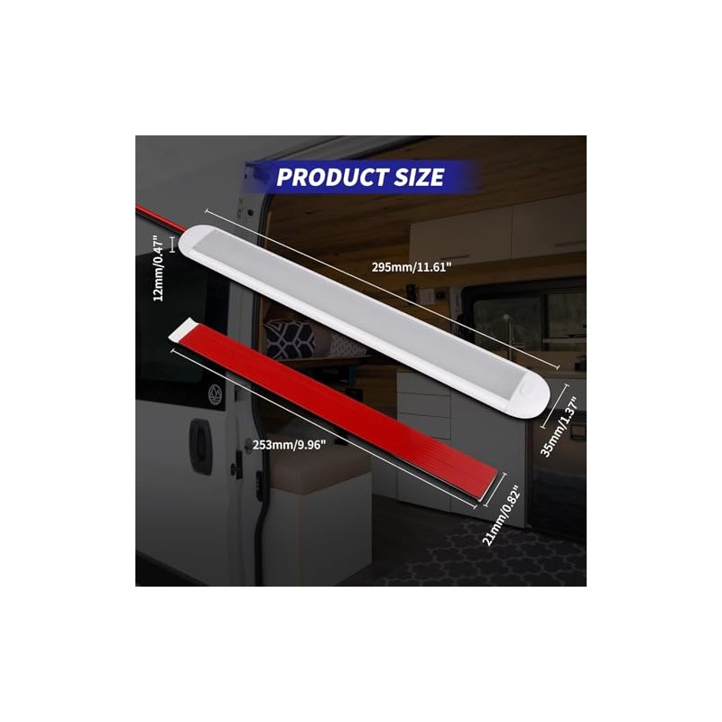 RVZONE 12V LED Interior Light Bar 120LEDs 1800LM 8W DC